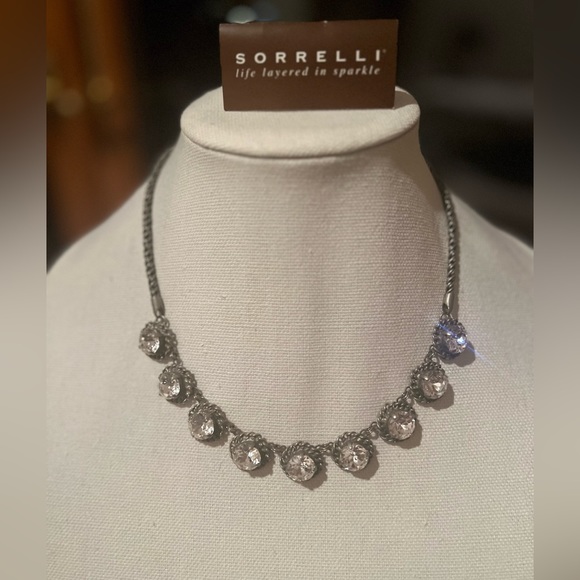 SORRELLI signed designer Statement necklace silvertone clear crystals - Picture 2 of 5